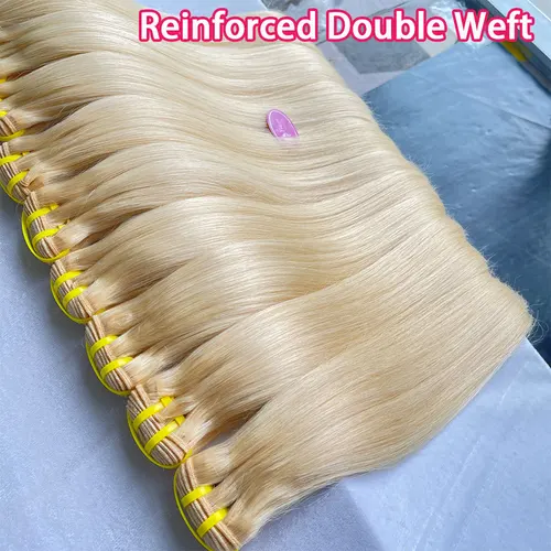 Imagen 2 del producto Yiwigs Color 613 cabello rubio liso 100% extensiones de cabello humano virgen crudo sin procesar 10-30 pulgadas tejido de cabello se puede teñir para mujeres