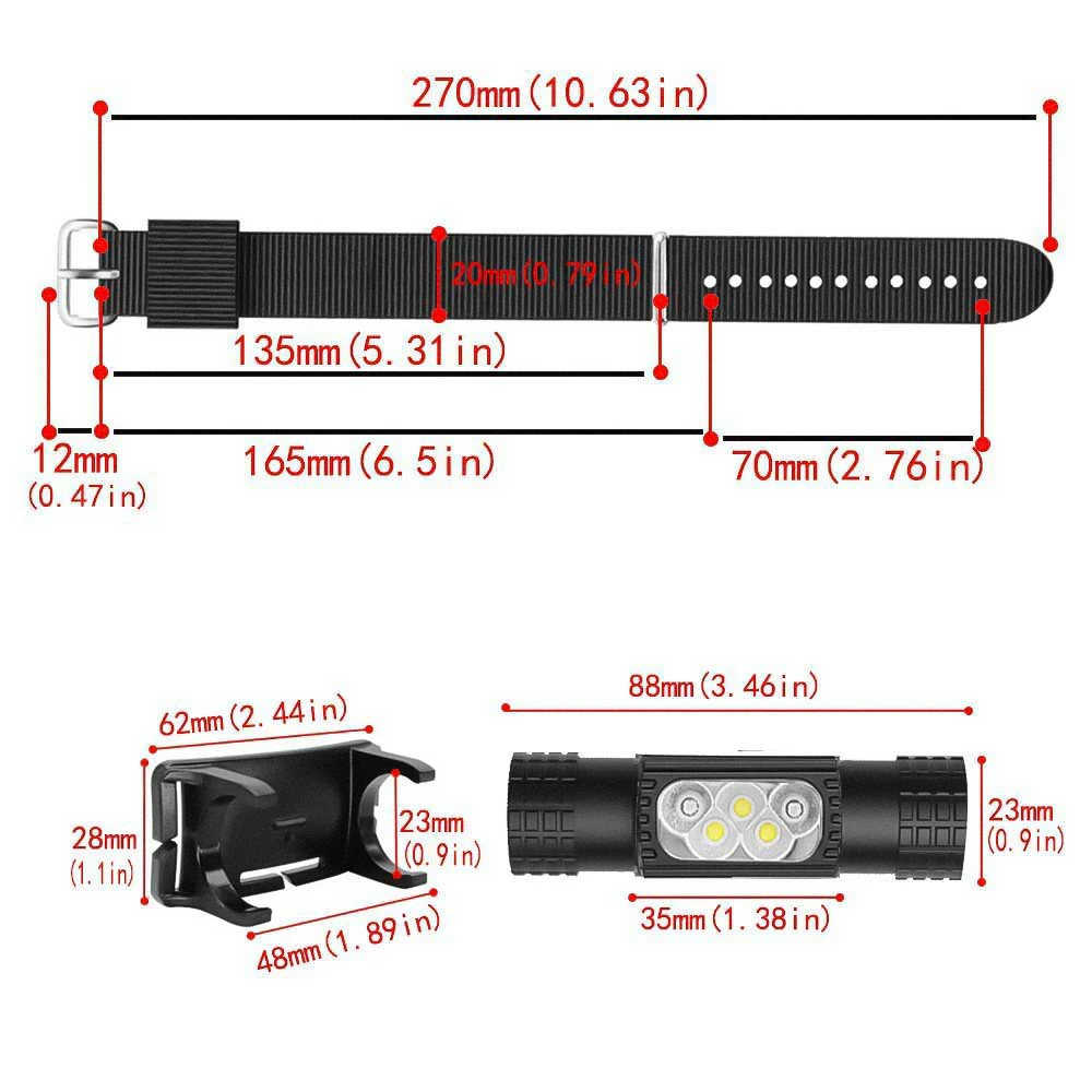 white Blue LED Portable Light Wristlight Strap Night Cycling Running Fishing Lamp Wrist Band Bracelet Type C Wristlamp Flashlamp