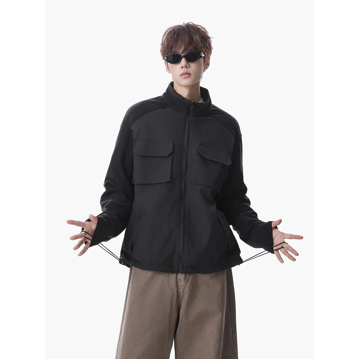 

Fashion Patchwork Work Jacket, Warm Casual Loose Unisex Jacket, Winter Outdoor Windproof