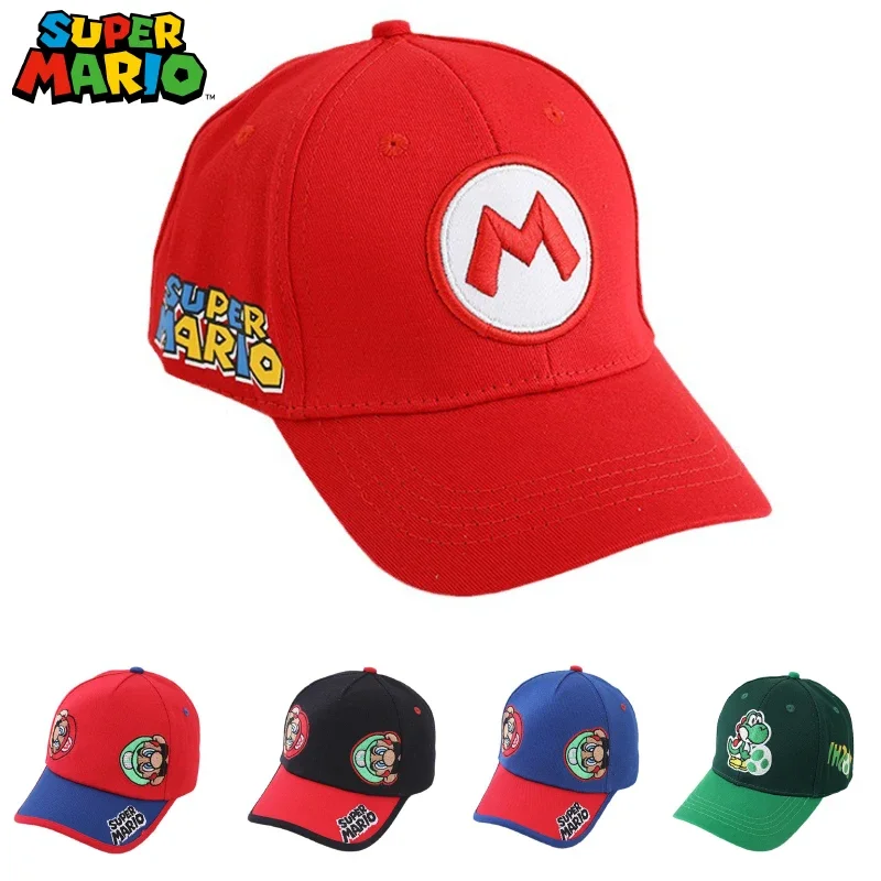 Super Mario Anime Bowser Luigi Yoshi Figure Cotton Dome Children\'s Size Four Seasons Visor Hat Baseball Cap Kids Birthday Gifts