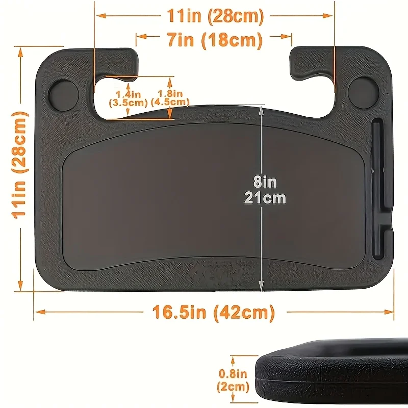 Car Center Console Tray Table, Multifunctional Car Food Laptop Desk with Cup Holder, Vehicle Interior Accessory