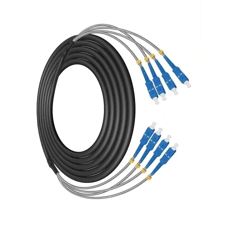 outdoor patch cord 200m 2/4 cores 7.0mm 2C 4C CPRI LC SC FC APC SM DVI waterproof FTTH jumper optical fiber armored cable 2 core