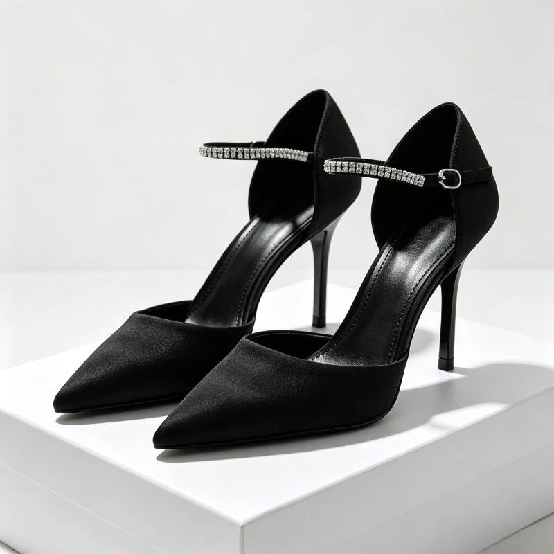 Rhinestone Sexy Pointed Toe Women Pumps Heels for Ladies Ankle Strap Hollow  Party Dress Shoes Luxury Women Sandals Summer 2026