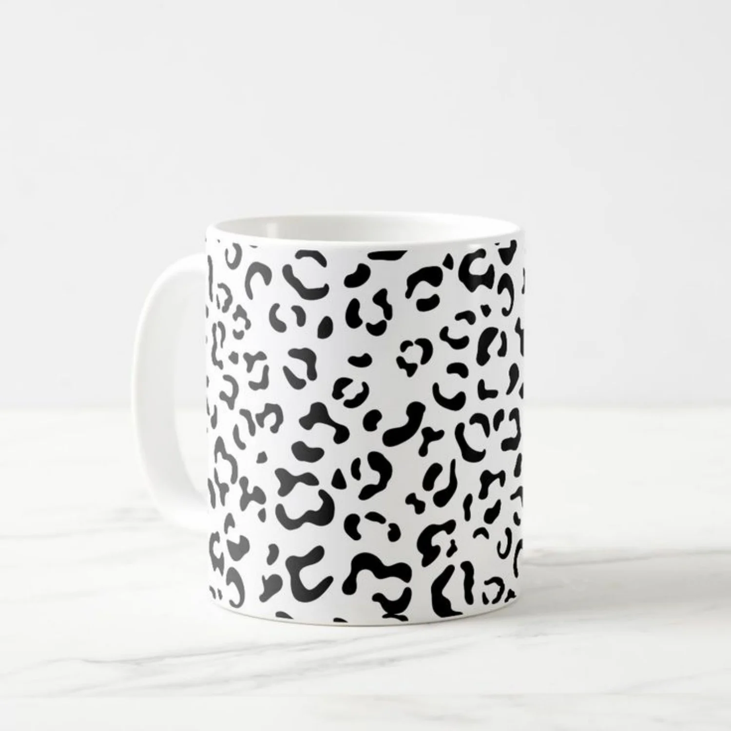 11oz single leopard print, black and white coffee cup
