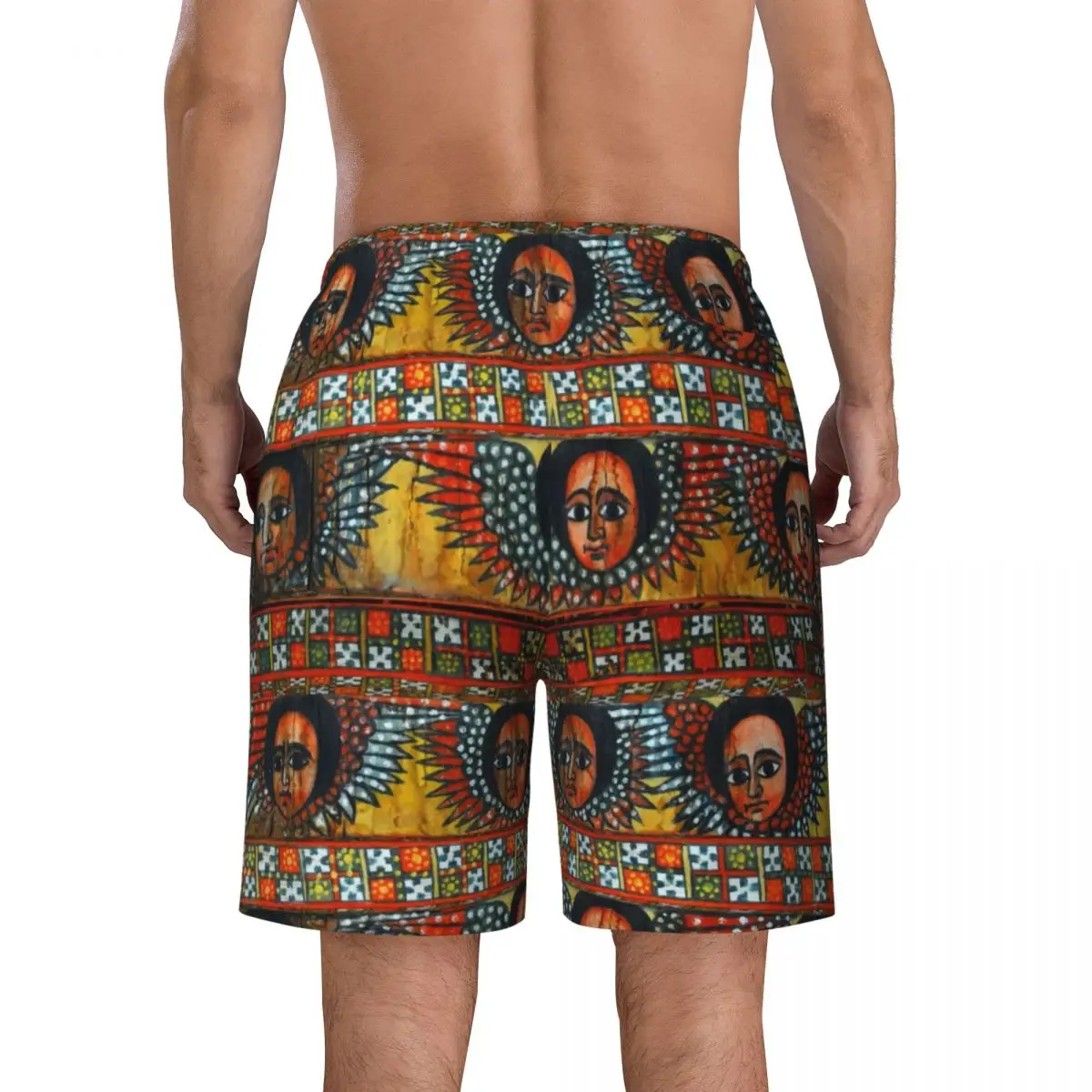 Bañador con estampado artístico de Habesha Etíope para hombre, traje de baño de secado rápido, pantalones cortos de playa