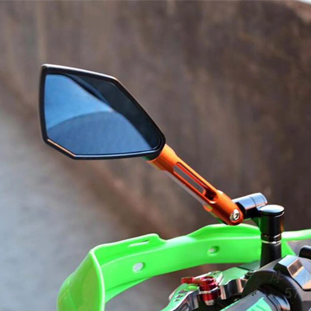 Motorcycle 10mm 8mm Universal CNC Aluminum Handlebar Rear View Mirrors Blue Anti-glare Mirror For Honda Scooter KTM duke 125/200