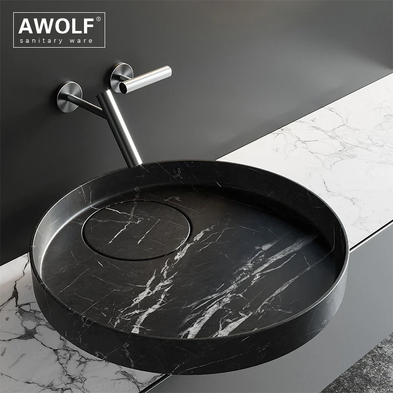 

Bathroom Basin Sink Faucet Nickel Brushed Solid Brass Wall Mounted Single Handle Hot and Cold Mixer Faucet Tap ML8138F