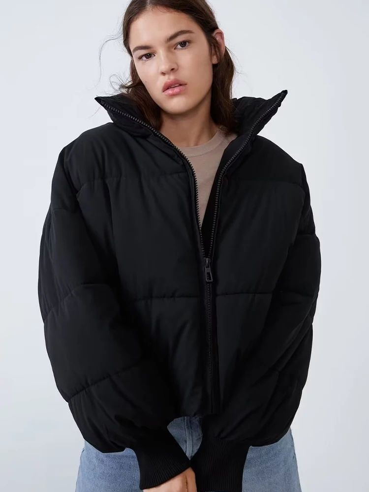 Winter Woman Jacket Down Coats Thicken Warm Zipper Stand Collar Zipper Pockets Woman Winter Clothes Puffer Coat