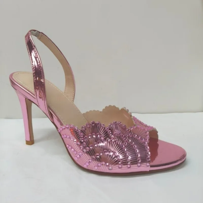 

2026 Европейские и американские женские темпераментные, светские, королевский размер, модные сандалии со стразами и пряжкой на одной пуговице