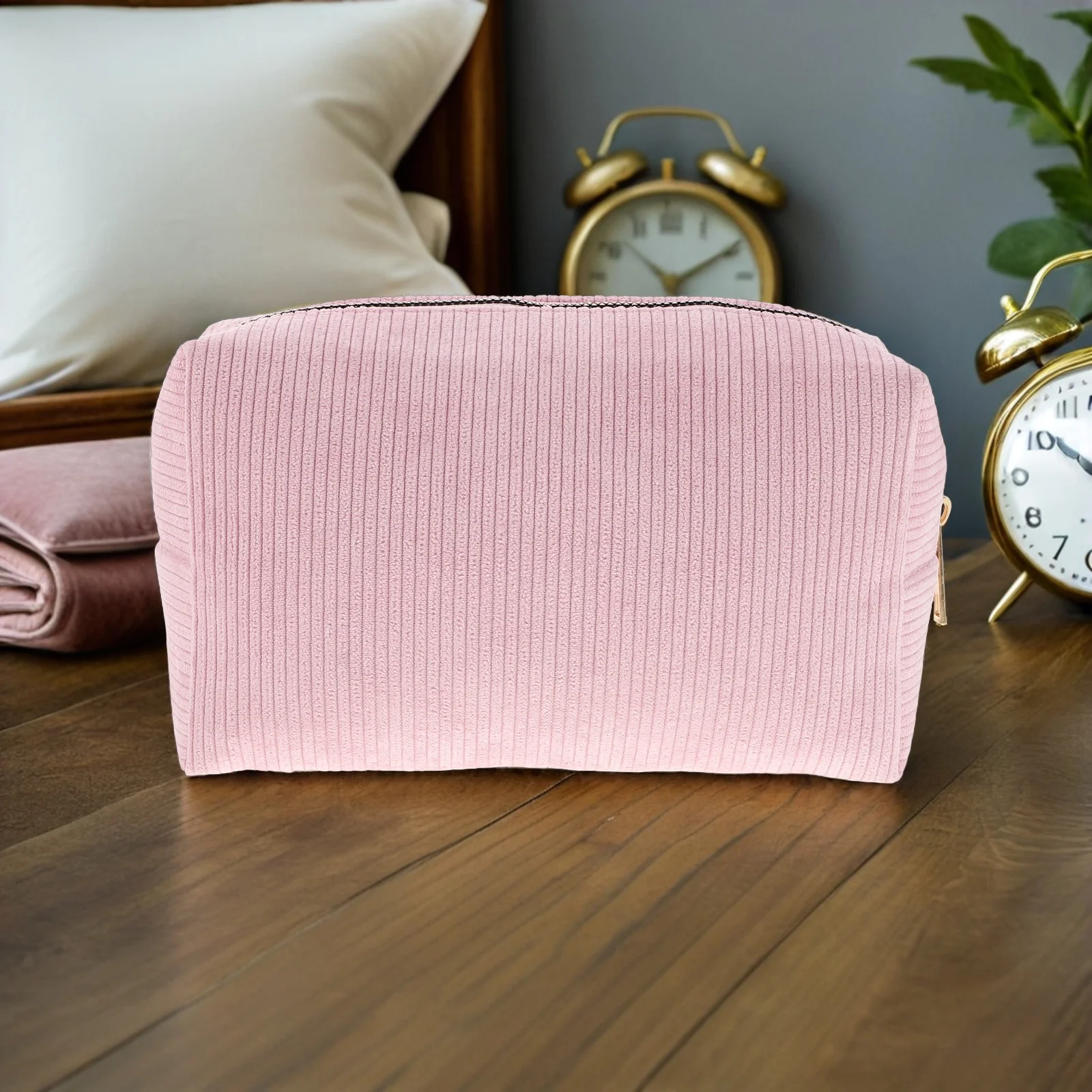 

2 Pcs Portable Bag Makeup Corduroy Pouch Bags for Women Cosmetics Travel Storage Box Miss
