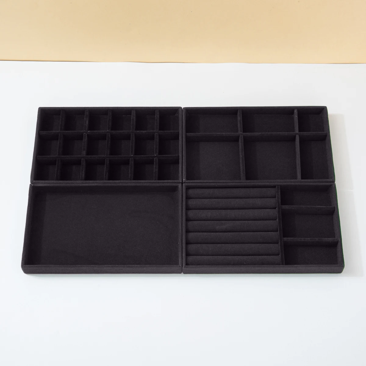 Black Jewelry Organizer Velvet Jewelry Storage Tray Display Ring Bracelet Necklace Storage Box Showcase Drawer