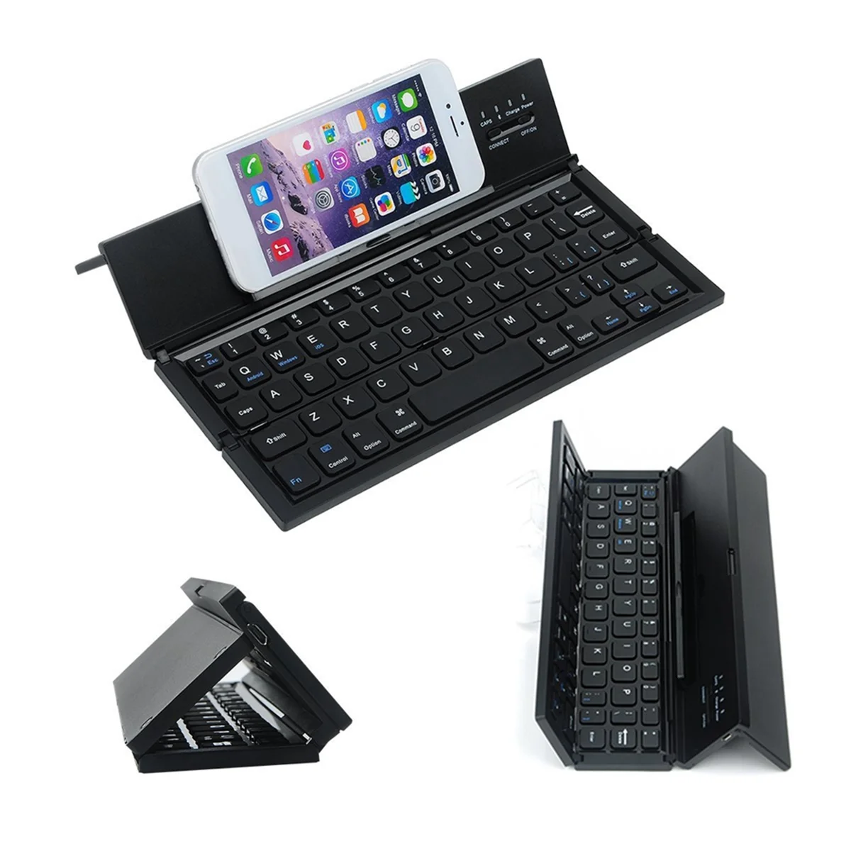 Folding Bluetooth Keyboard Portable Travel Foldable Keyboard Mini Wireless BT Keyboard for Mobile Phone Tablet Computer