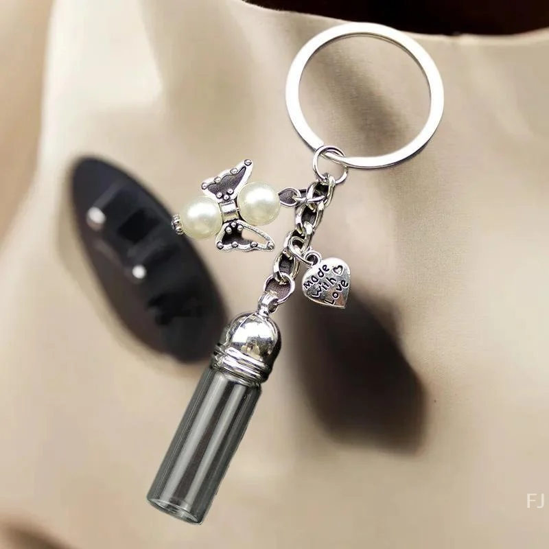 [YU] الزجاج زجاجة فارغة المفاتيح قلادة شفافة الزيوت الأساسية العطور الجرار زجاجة متمنيا صغيرة المفاتيح DIY بها بنفسك الحرف اليدوية