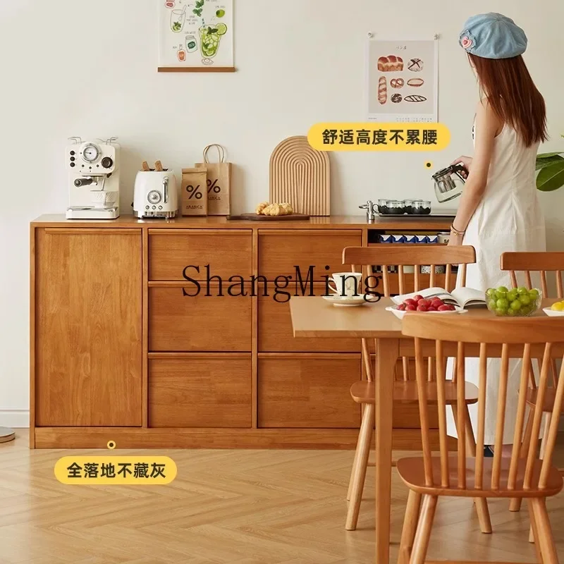 

LCY household solid wood wall integrated floor low cabinet storage cabinet European Japanese storage cabinet