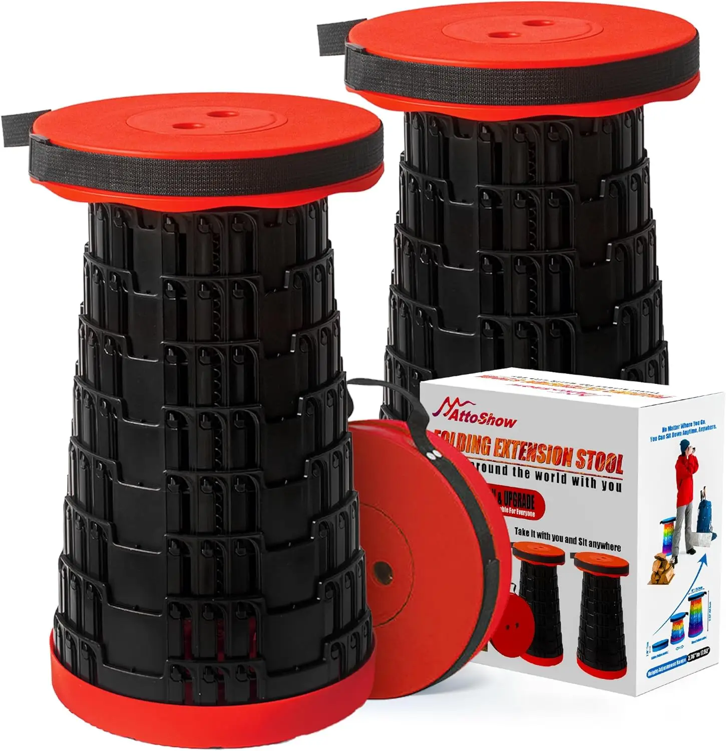 

Модернизированный складной табурет из 2 предметов, утолщенный портативный складной стул для кемпинга, рыбалки, пеших прогулок, барбекю — 500 фунтов (красный)