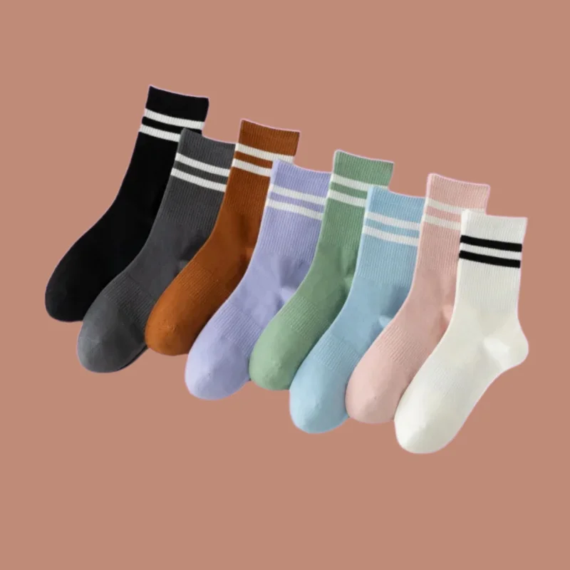 

5/10 Pairs Cotton Socks Fitness Sweat-absorbent Ladies Black And White Running 2024 New Long Socks Yoga Sports Mid-tube Socks