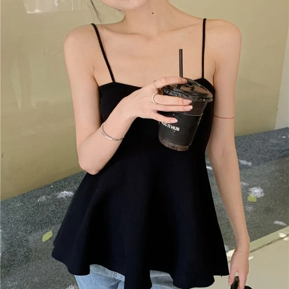 Fashion Summer Sexy Retro Sling Temperament Popular Vest Sweet Casual Sleeveless Top Women