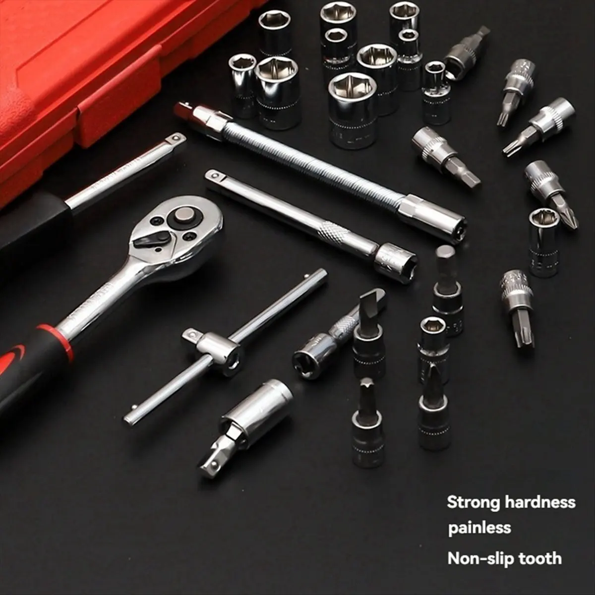 A58Z 46 Piece/Set of Car Repair Tool Kit Socket Set Car Repair Tool Ratchet Torque Wrench Combo Auto Repairing Tool Set Black