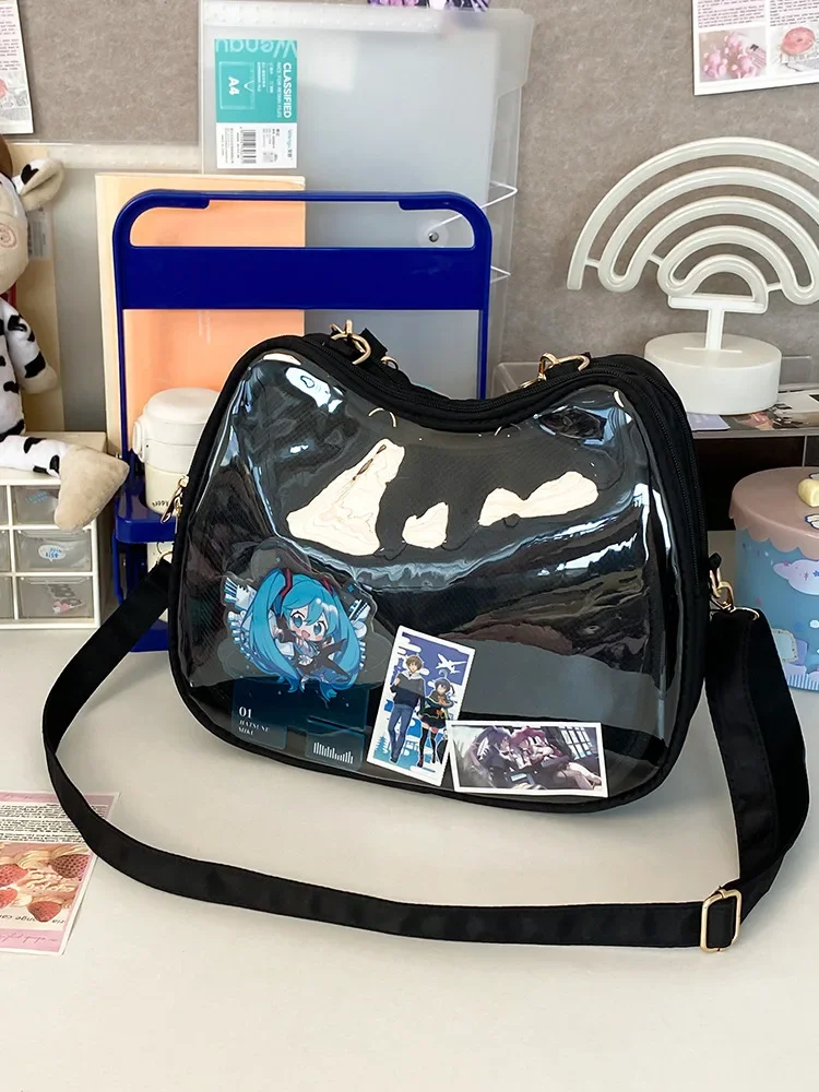 Japanese Transparent Itabag Women Handbags Badge Large Capacity Shoulder Crossbody Bag Bolso Black Backpack