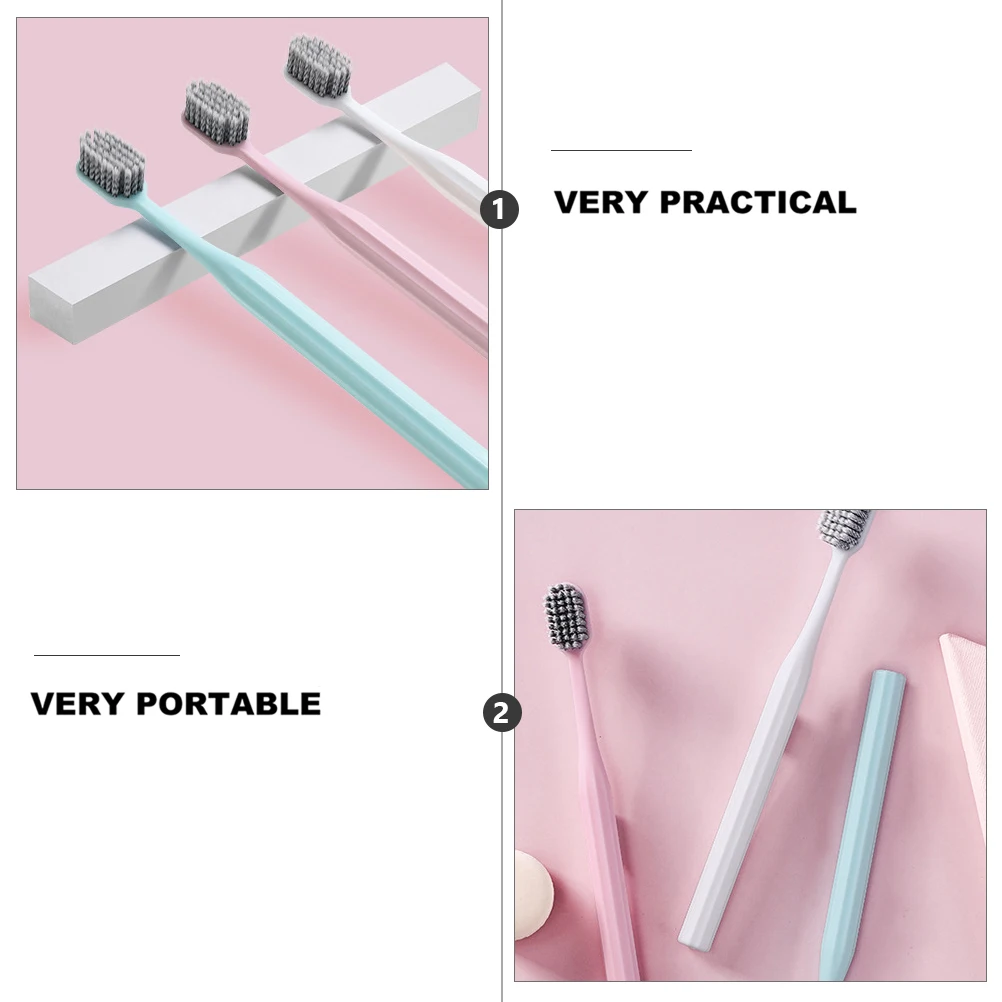 

3pcs Soft Bristle Toothbrush For Adults Durable Pp Material Breath Freshening Teeth Whitening Ergonomic Design Portable Oral