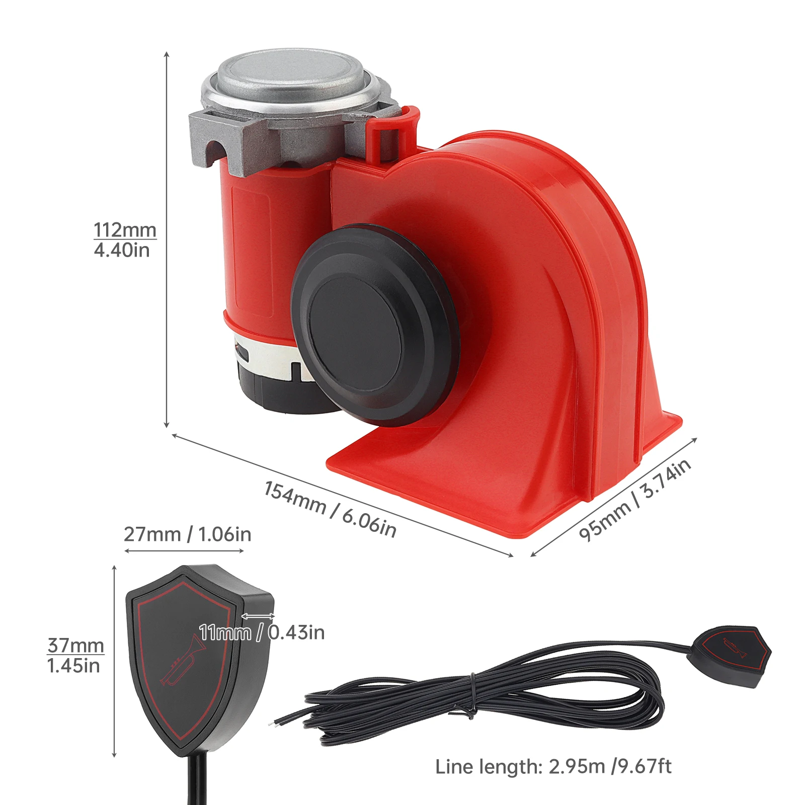 12V 150db Electric Car Air Horn for Car Motorcycle Truck with Compressor, Horn Wiring Harness, Button, Train Sound Car Horn Kit