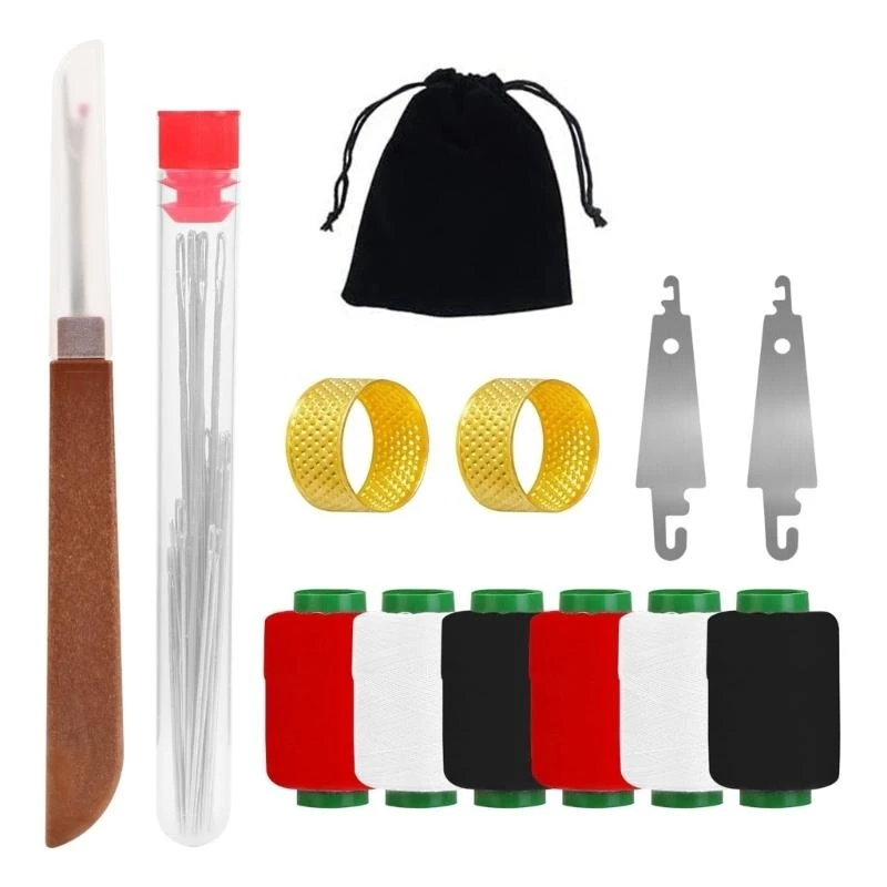 Professional Sewing Set with Metal Tool Thread Organizers Pouches for Clothing Repairs