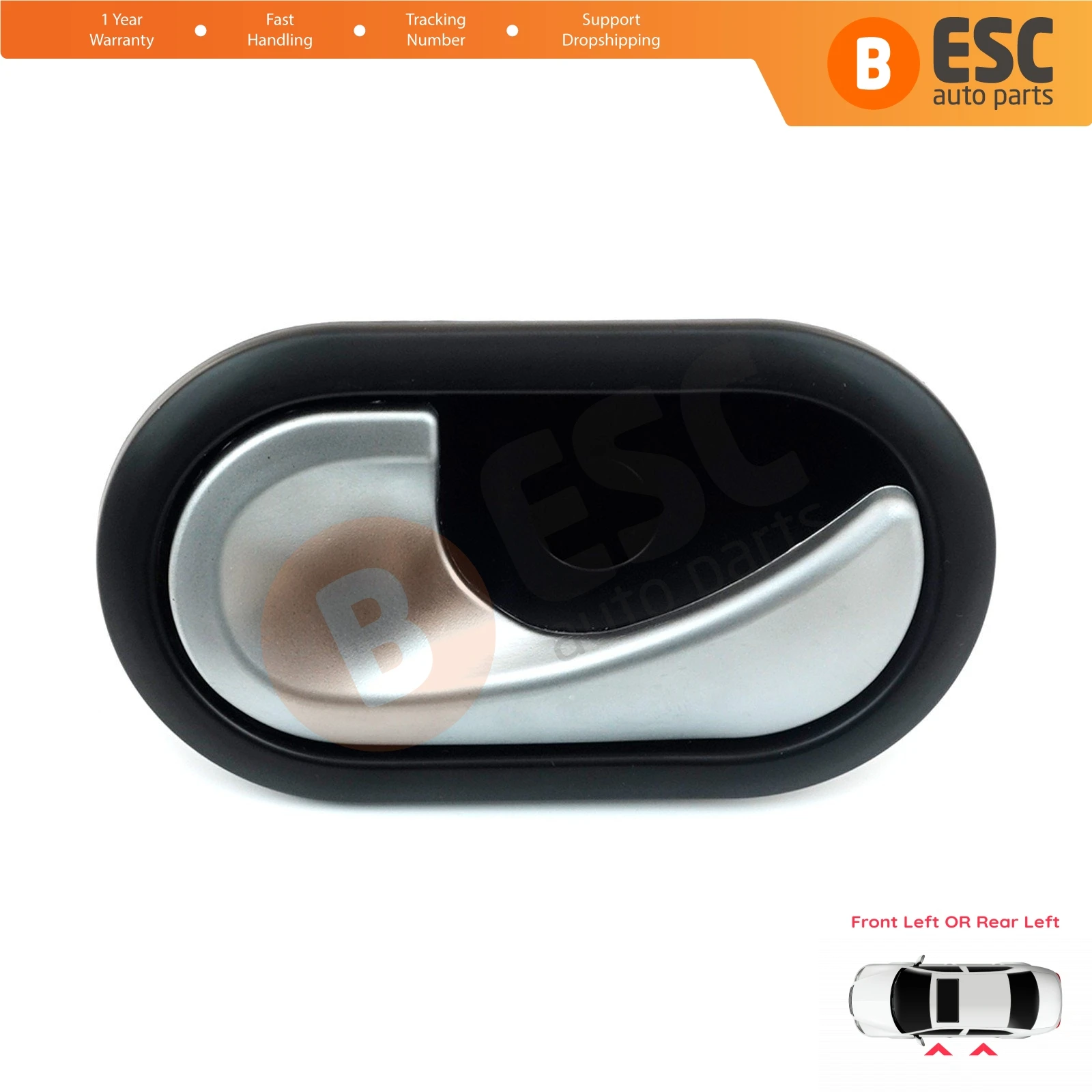 ESC Auto Parts EDP107 interior Door Handle Chrome Plated Front OR Rear Left Doors For Renault Megan 2  2002-2009, Dacia Sandero