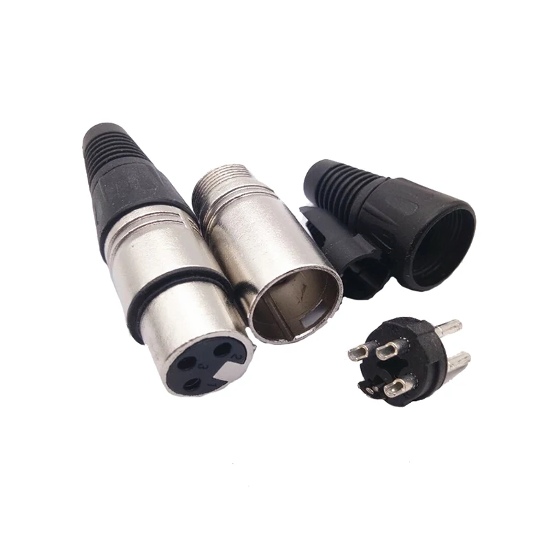 Black Cap Nickel Plated 3pin 4pin Male And Female XLR Connector Audio Plug Microphone Mixing Console Wiring Head Power Adapter