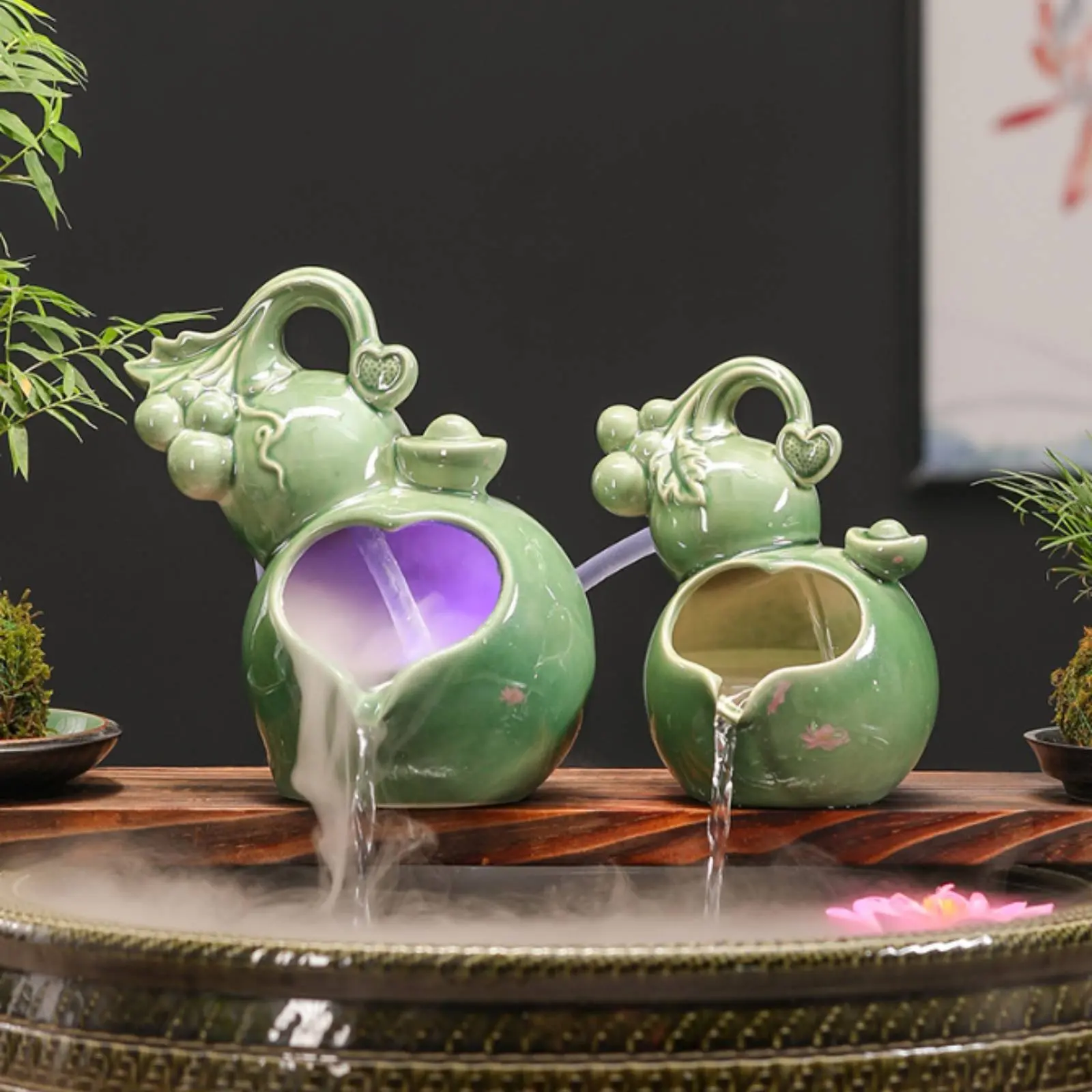 

Pond Fountain Spout Oxygenation Aquatic Aquarium Waterfall Ornament Ceramic Waterfall Jar Filtration Ceramic Water Fountain