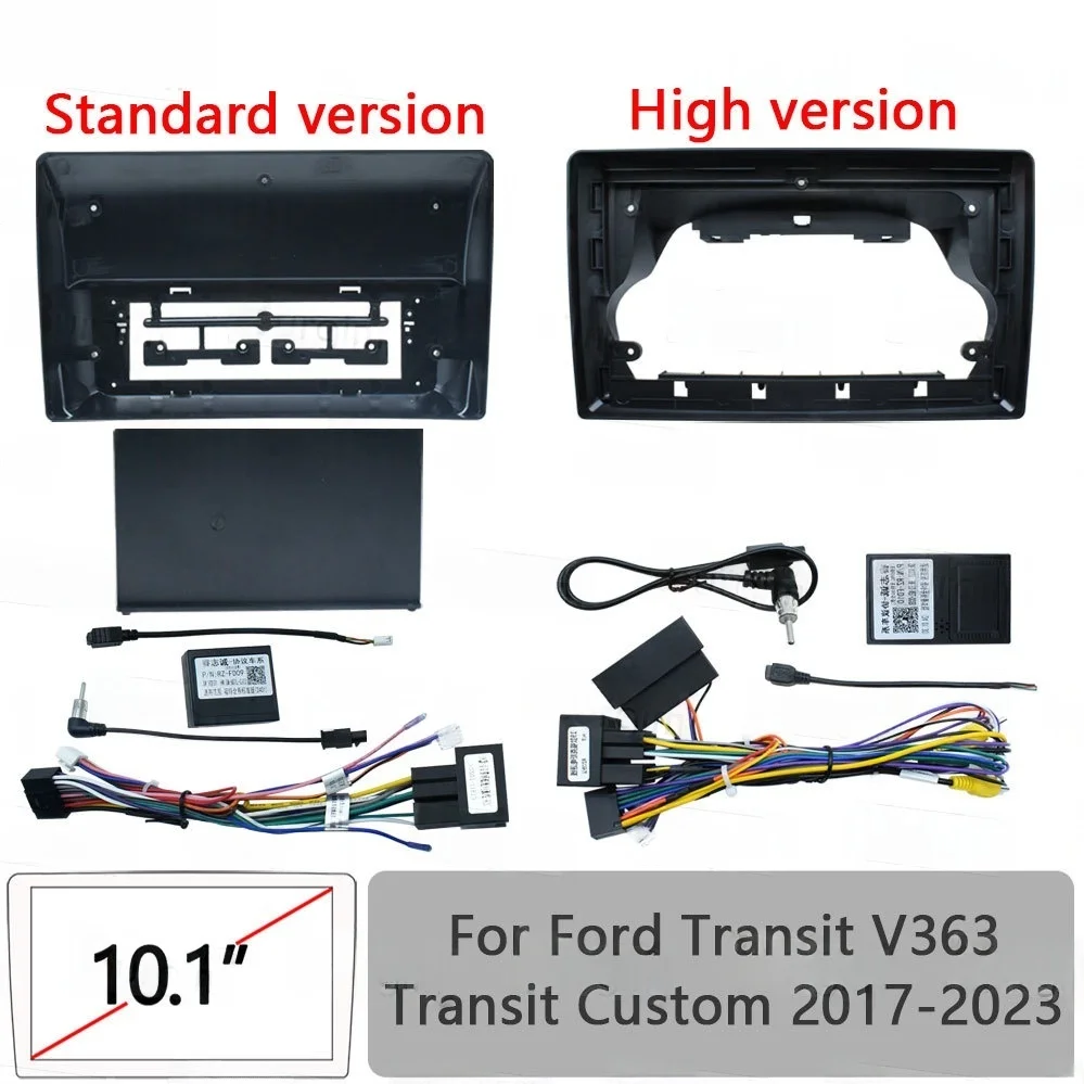 Car Radio Fascias Frame For Ford Transit Custom Transit V363 10 inch Stereo Panel Harness Wiring Power Cord Adapter Canbus