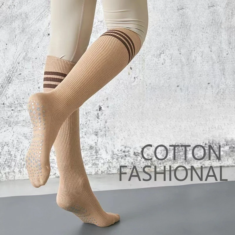 

Women Yoga Socks Striped Cotton Fitness Breathable Pilates Socks Autumn Winter Non-Slip Gym Dance Ballet Grip Socks