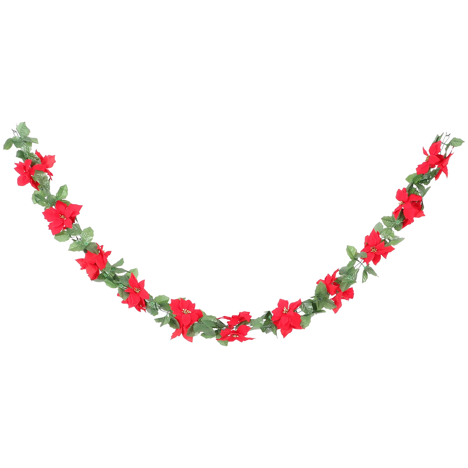 

170CM Christmas Rattan Red Flowers Green Leaves DIY Decor Tree Mantelpiece H rail Wreath Plastic Long Lasting