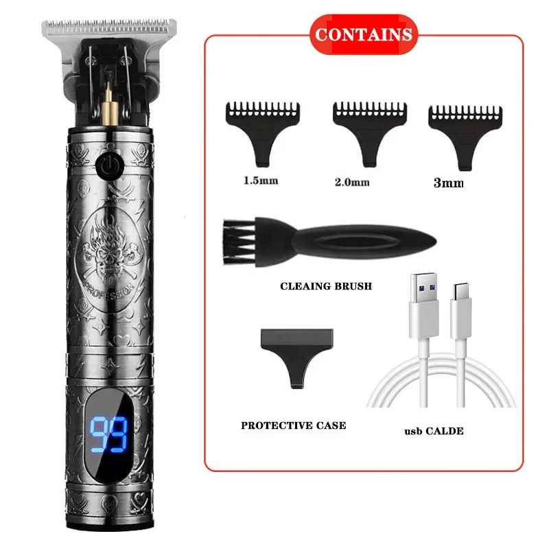 T9 Hair Clipper Shaved Electric Hair Shear Professional Electric Hair Shear Engraving Marks Shaver Rechargeable Type