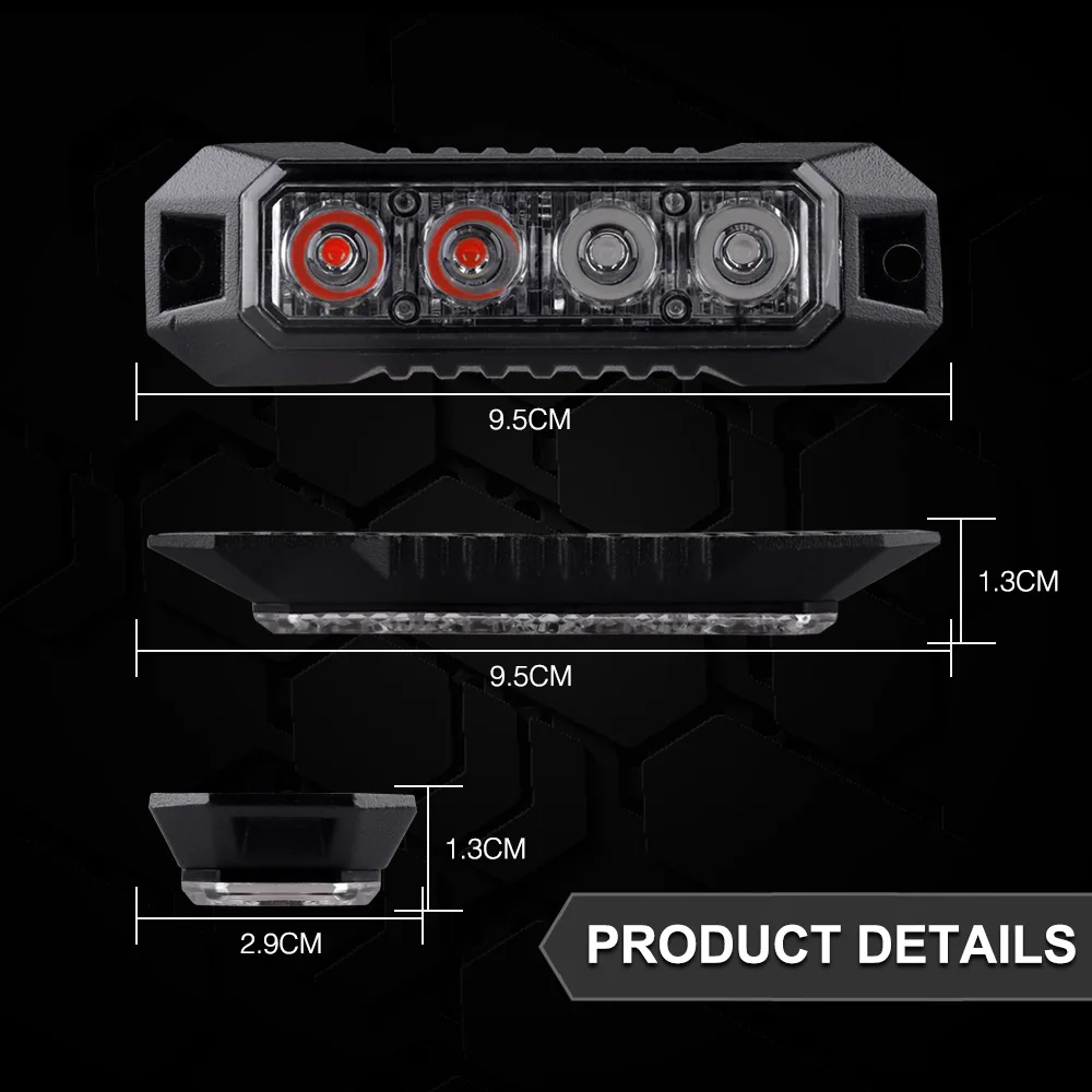 4LED 스트로브 경고등, 스트로브 그릴 깜박이 라이트바, 트럭 자동차 신호등, 신호등, 12V, 24V, 1 개