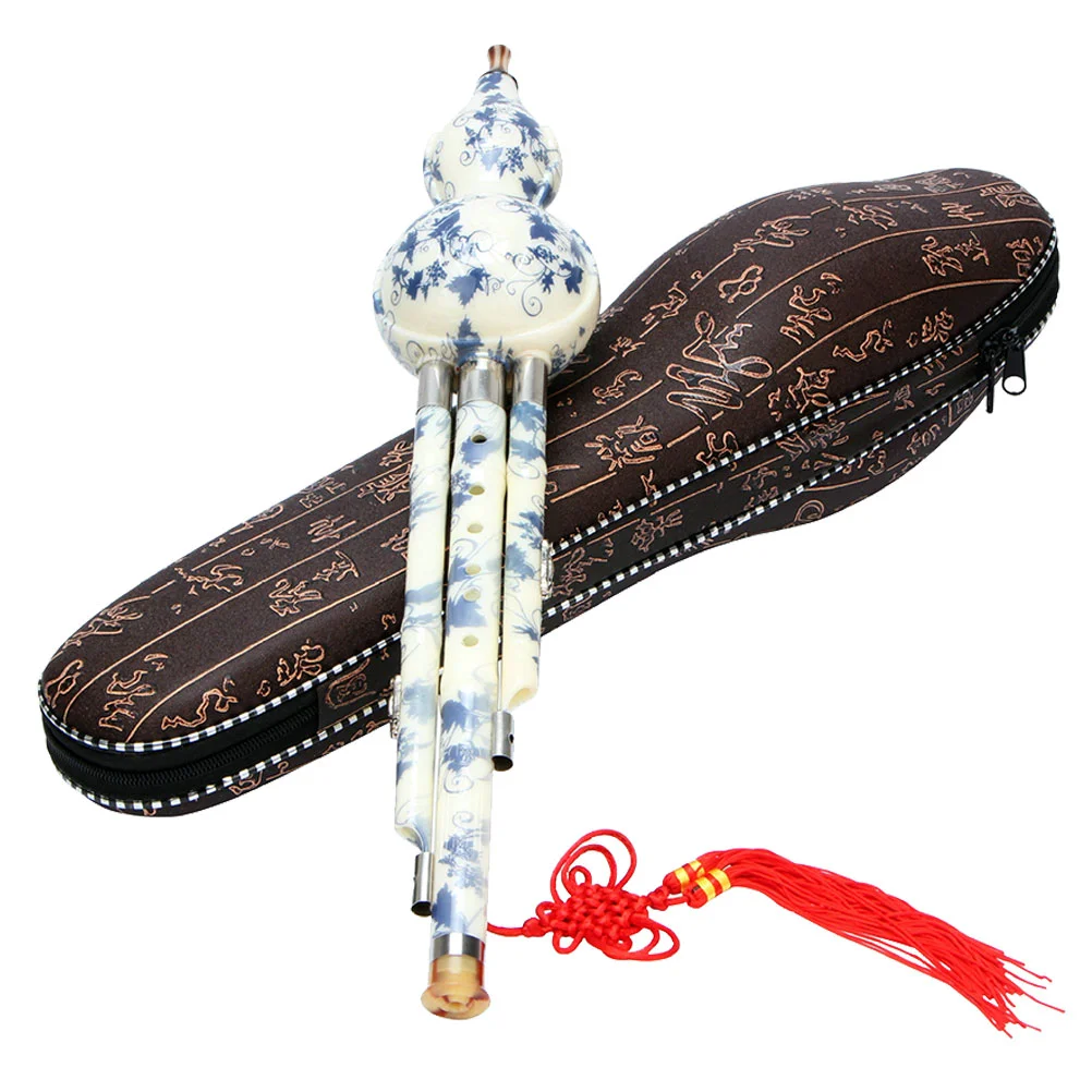 

Blue and White Porcelain Gourd Silk Beginner Instrument Musical Instruments Aldult Cucurbit Flute Synthetic for Pupils