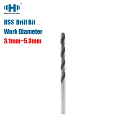 HENGXIN-Broca Micro Straight Shank, Furadeira Fina, Ferramentas de Madeira para Brocas Elétricas, 3.1mm-5.3mm, 10PCs, HSS