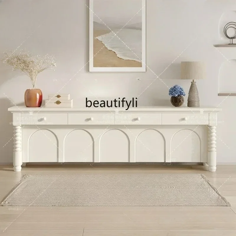 

yj19 American solid wood, TV cabinet small apartment modern Roman column living room audio-visual TV cabinet