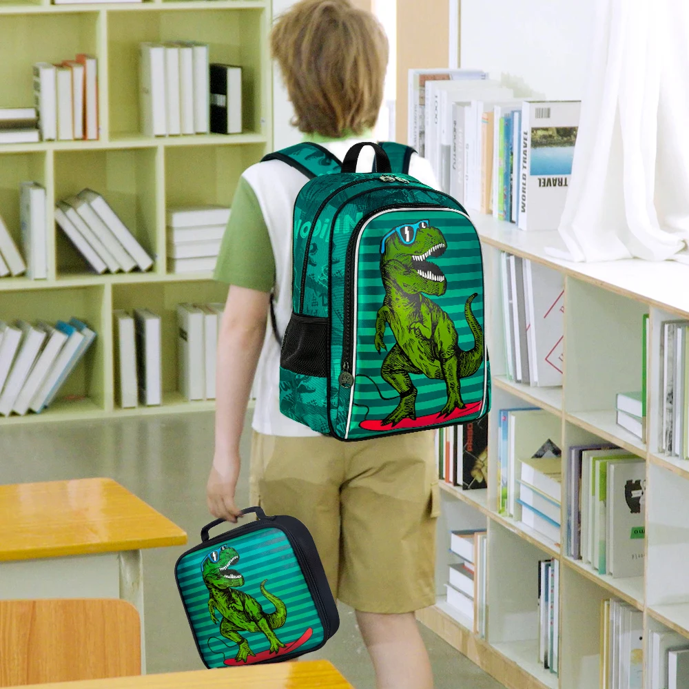 3PCS Dinosaur Backpack for Boys, 16\