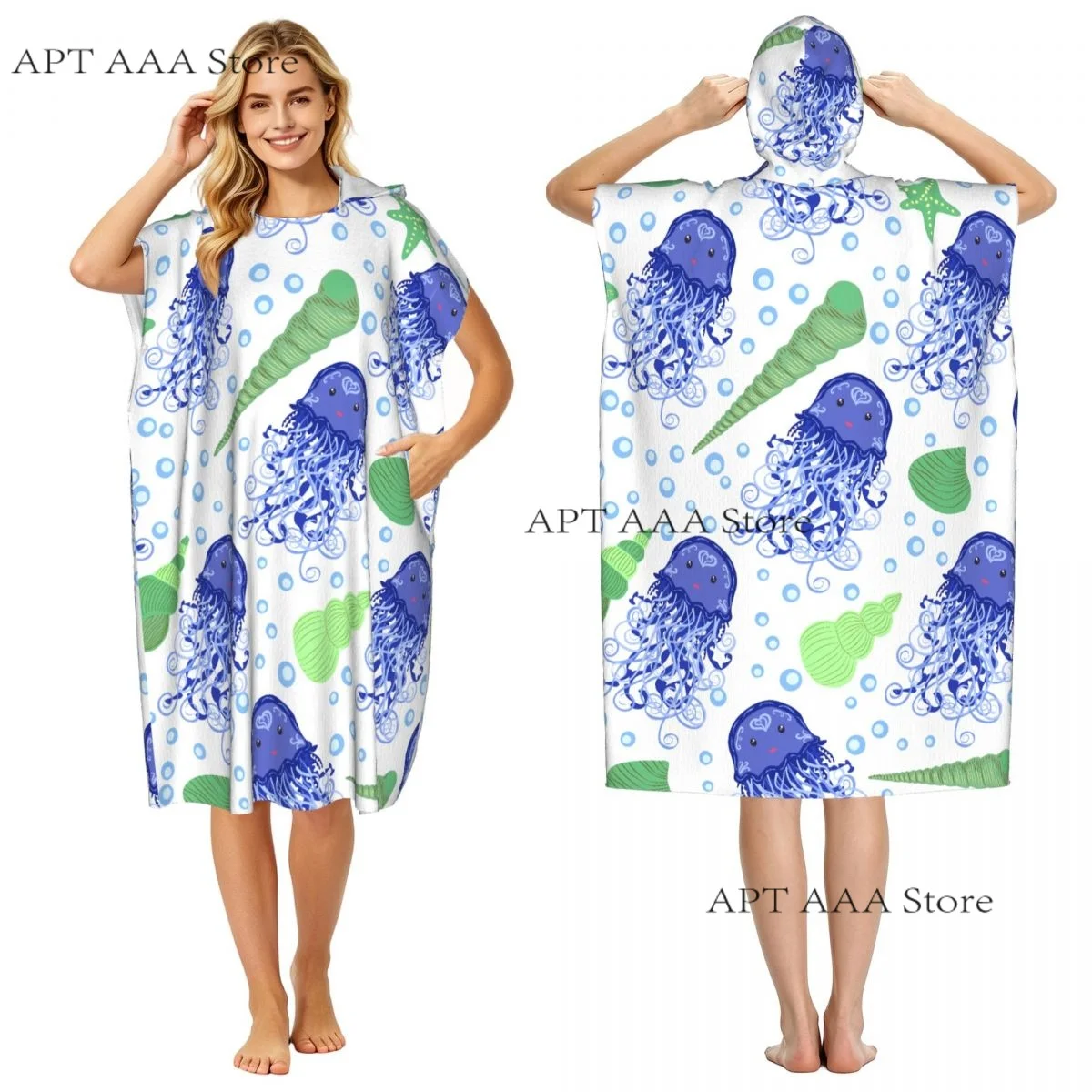 Quick-Drying Towel Jellyfish Microfibre Beach Towel with Hood Beach Blanket Bath Towels