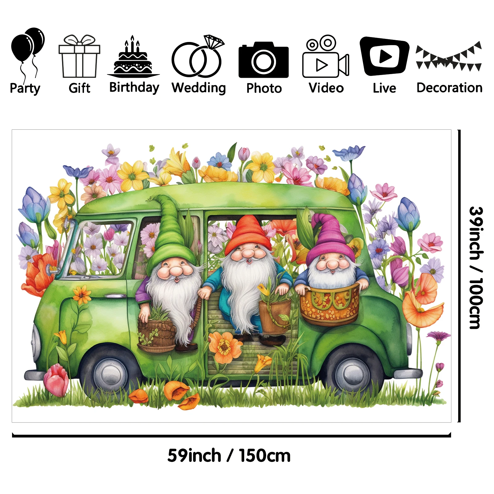 1PCS 100x150cm Spring(9) Theme Backdrop,Photography Background,Used To Gifts,Activities Or Other Party Decoration