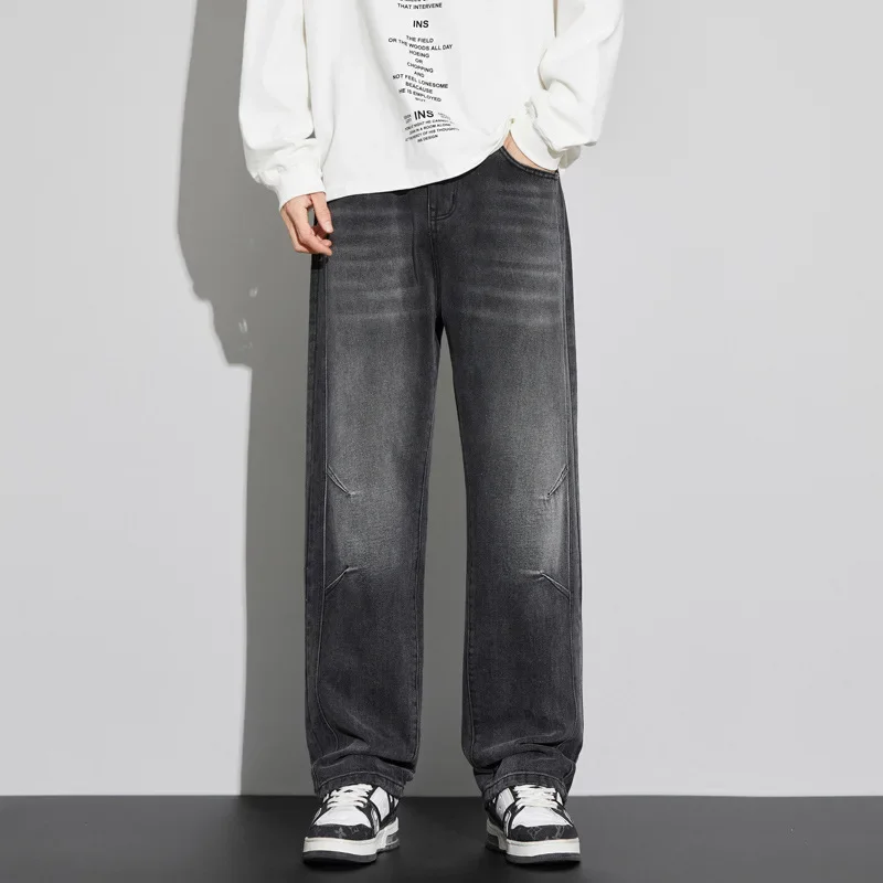

Vintage Men Casual Baggy Pants Wide Leg Jeans Fashion Korean Style Washed Denim Trousers Japan Streetwear Men Clothing