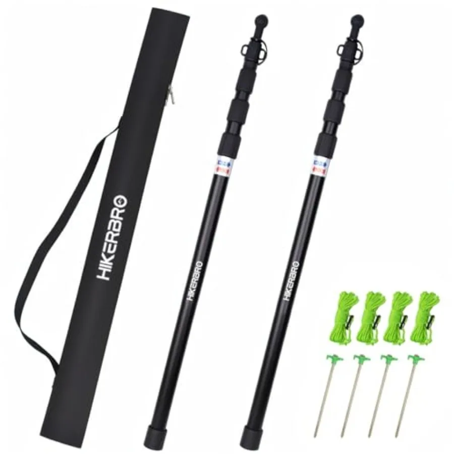 

Telescoping Tarp Poles, Heavy Duty 7.67ft Aluminum Tent Poles for Tarp with Rubber Cap, Portable Set of 4 Adjustable Poles for