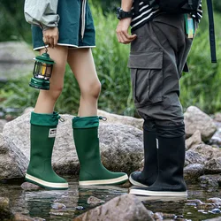 Outdoor Cycling Rain Boots Fashion Mid-tube Fishing Shoes Waterproof Shoes Car Wash Couple Work Shoes Rubber Shoes Rain Boots