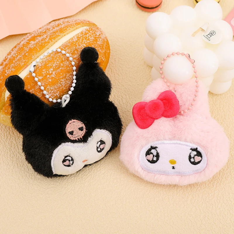 Kawaii sanrio Plüsch Anhänger Kuromi Melodie Cinna moroll Purin Puppe Schlüssel bund Auto Schlüssel ring Rucksack Tasche Dekor Kind Geschenk