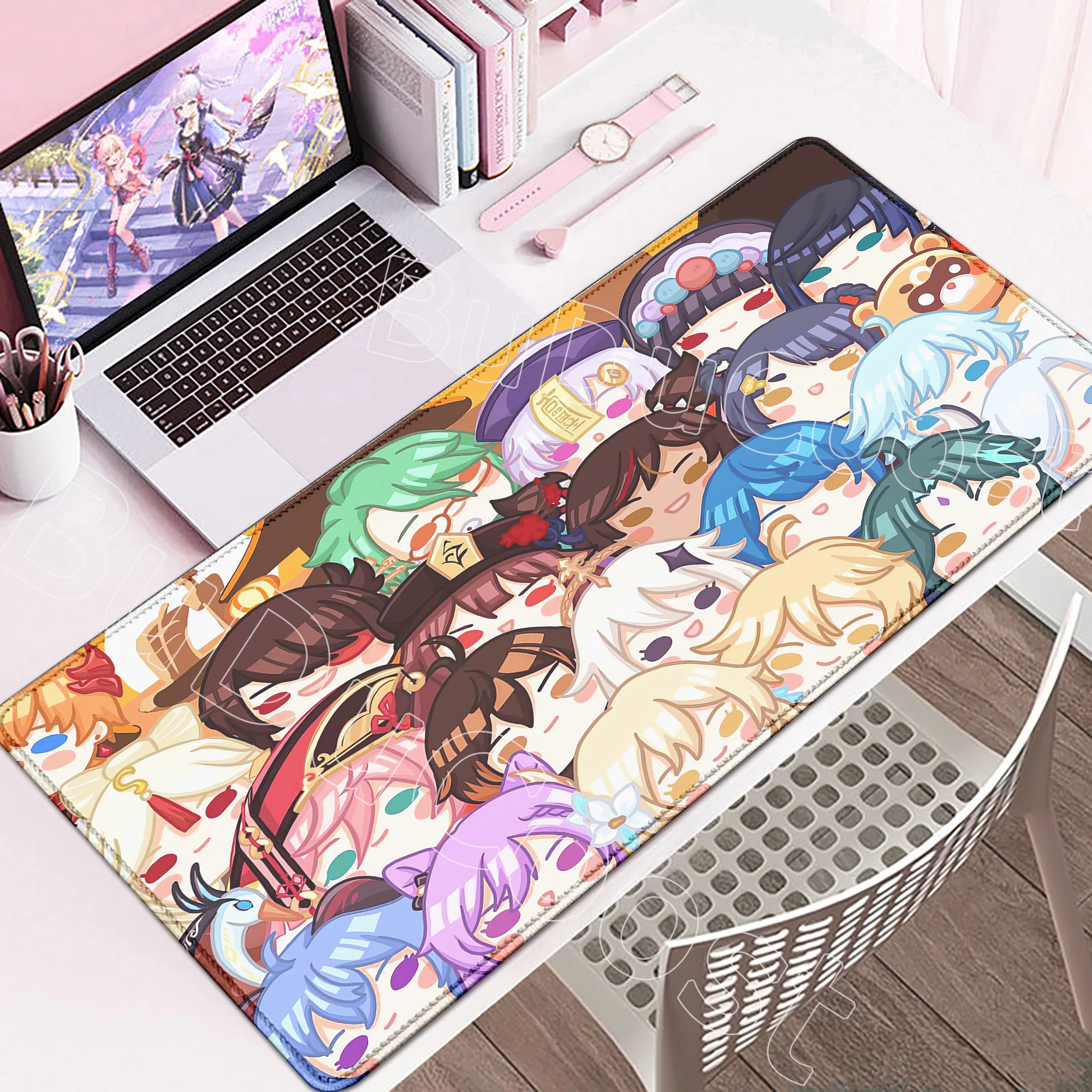 

Caryoon Cute Genshin Impact Mousepad Gaming Zhongli Hu Tao Ganyu Rubber Laptop PC Gamer Mouse Pad Anime Large 900x400mm Desk Mat