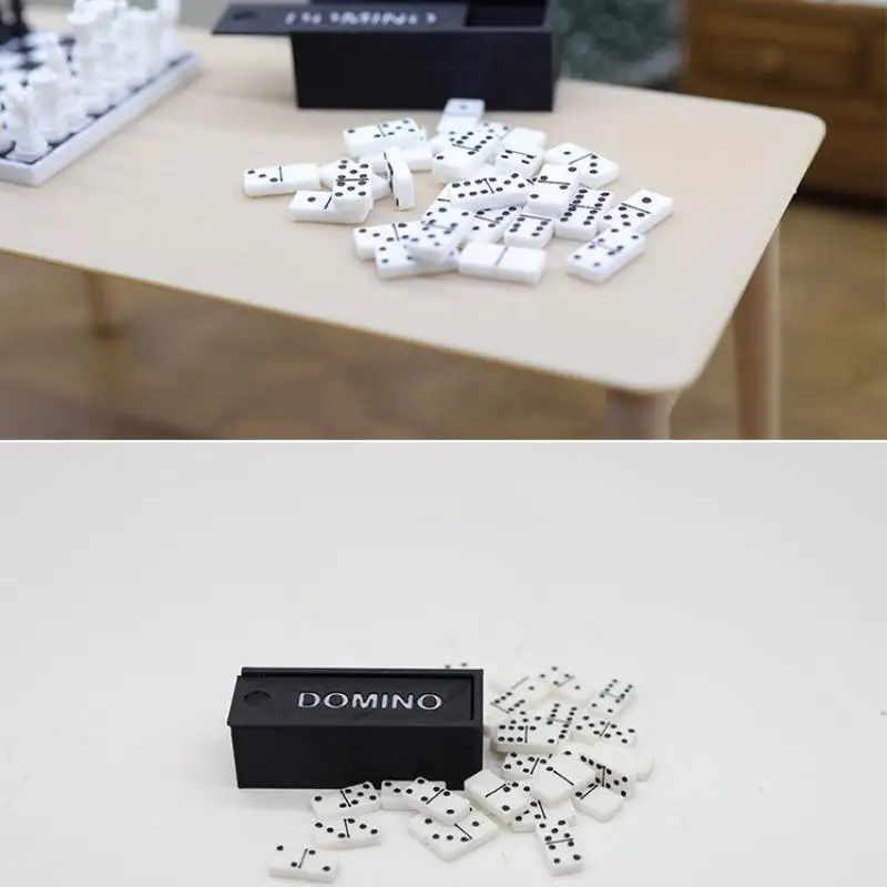 1 Juego de accesorios para casa de muñecas 1:12, modelo de dominó en miniatura, juguete educativo de aprendizaje, juego de mesa de dominó de puntos