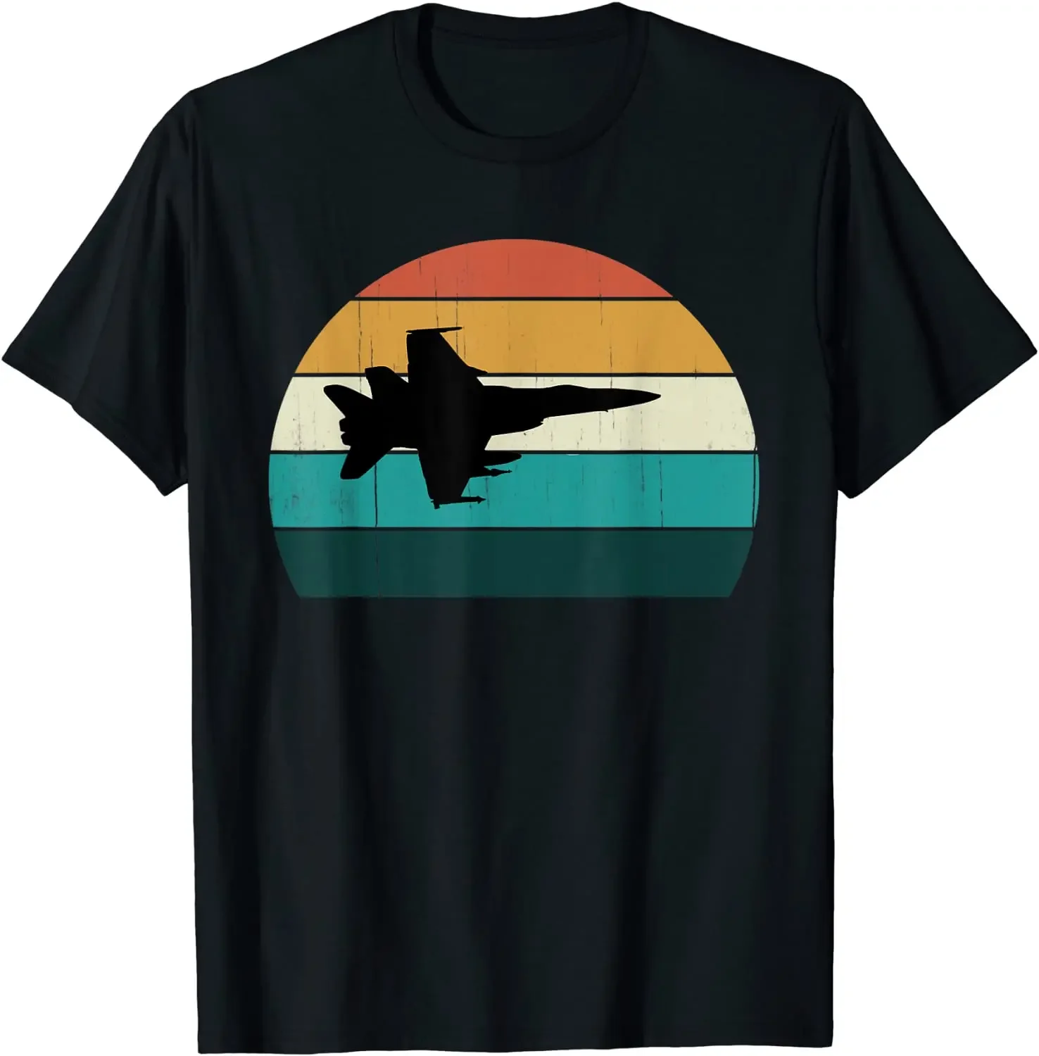 

Retro Fighter Aircraft Flying Vintage Sunset Military Jet Men T-Shirt Short Casual 100% Cotton Mens Clothing