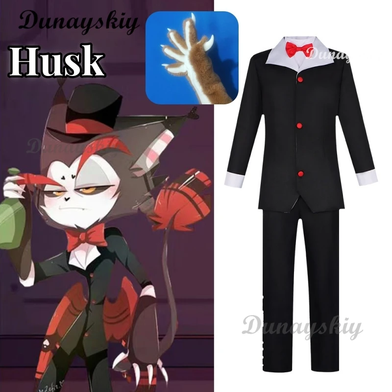 

Husk Anime Hazbin Cosplay Husk Cosplay Costume Clothes Gloves Uniform Cosplay Hotel Performance Dress Halloween Party Set