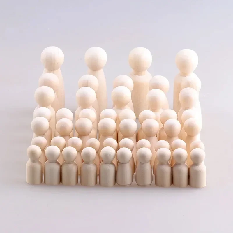 50 Pcs Unfinished Wooden Peg Doll for DIY Painting Natural Wood Doll Bodies Figures Decorative Peg People  Arts Crafts