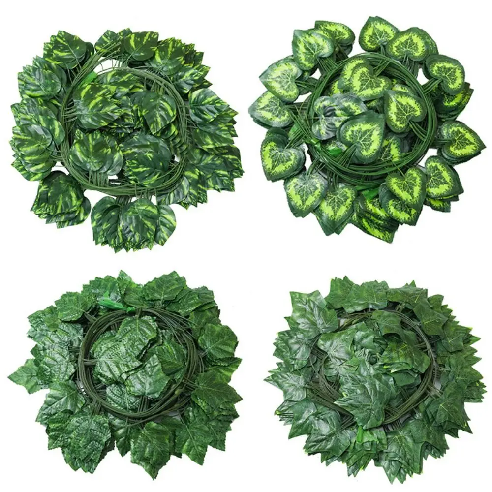 

12pcs Artificial Foliage Simulated Leaf Garland Decor Plastic DIY Garland Hanging Plants Handmade Flexible